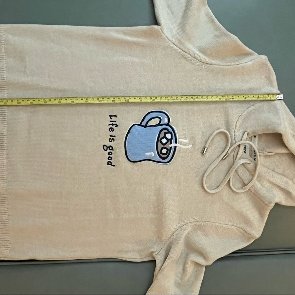Life Is Good Cream Knit Hoodie Sweater - Picture 5 of 6
